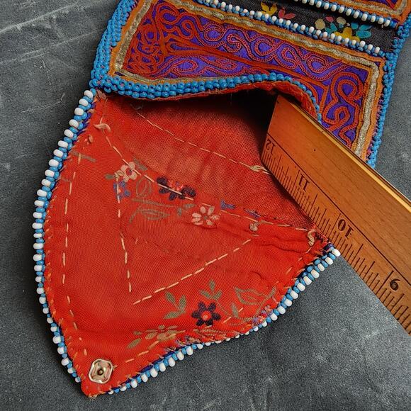 Kuchi Embroidered Pouch Wallet Central Asian Handmade Beaded Snap w/Mirror - Picture 7 of 9
